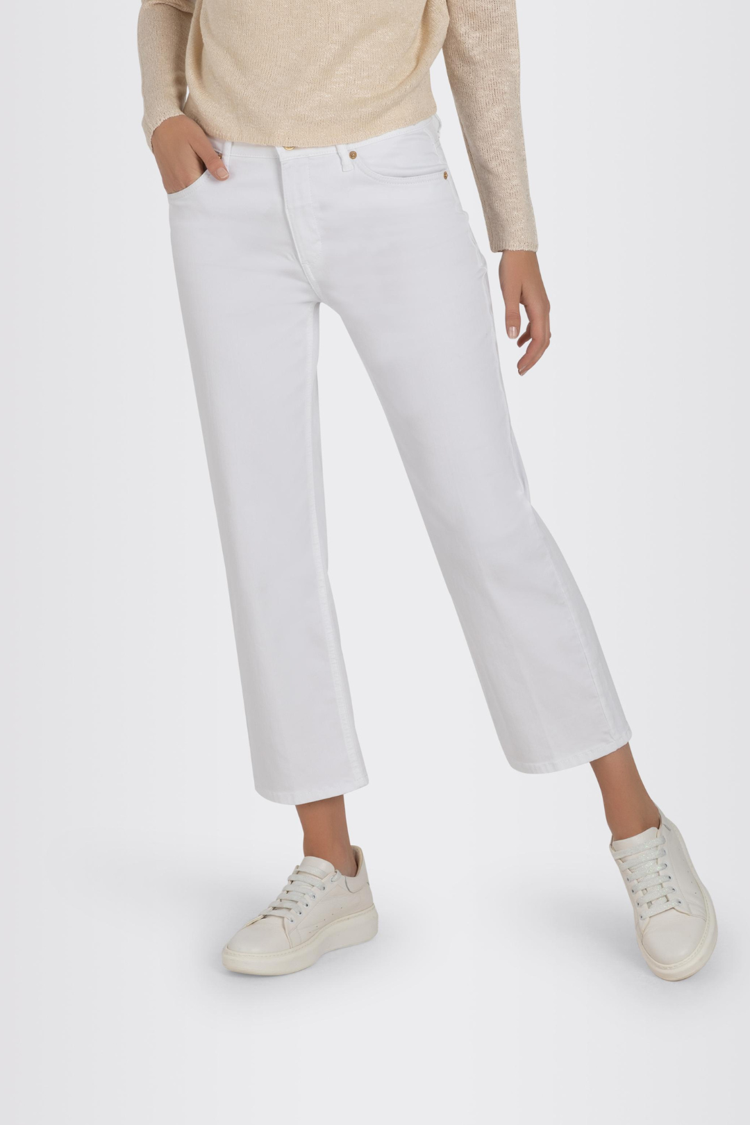 Mac Ladies Comfortable Waist White Denim Culotte
