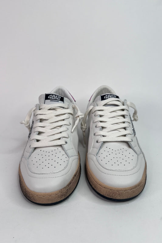 4B12 Ladies Playnew White/Pin Front Lace-up fastening Trainers