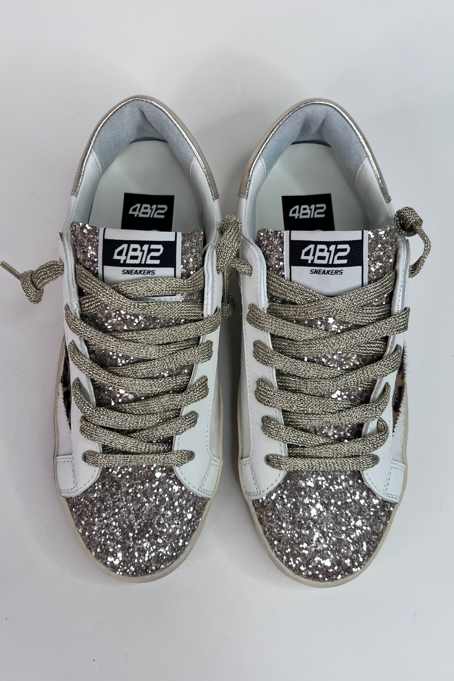4B12 Ladies Flat Rubber Sole Suprime White/Beige Trainers