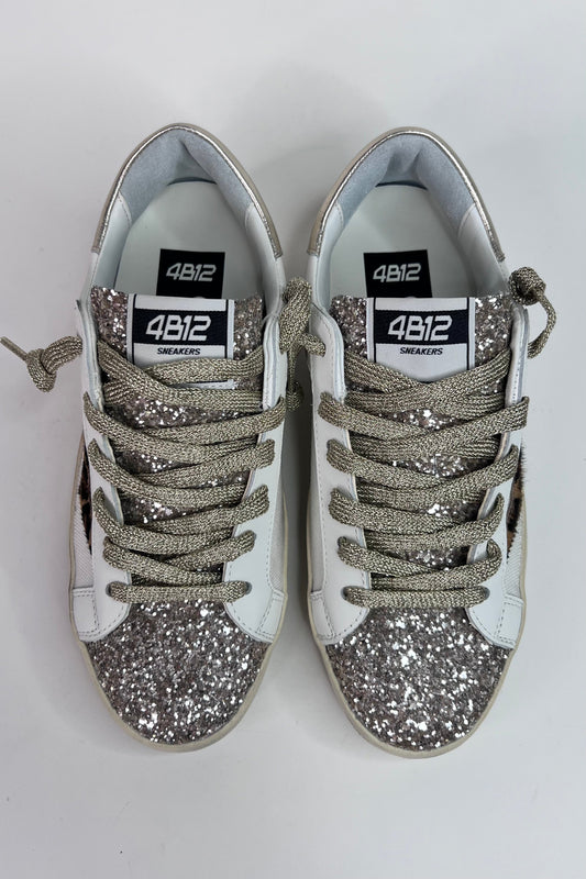 4B12 Ladies Flat Rubber Sole Suprime White/Beige Trainers