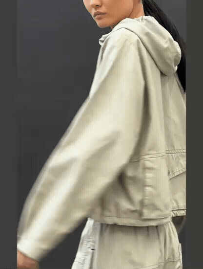 Lurdes Bergada Laies Drop Shoulder Sand Hooded Jacket