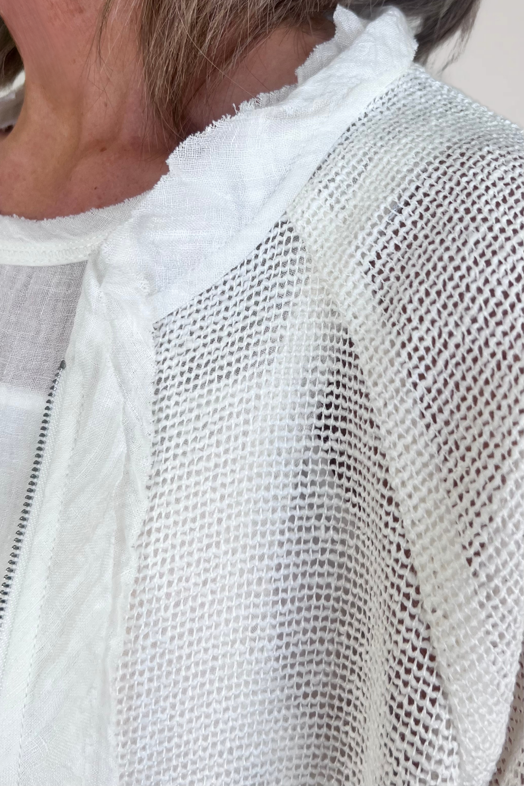 el2 Ladies Stand Up Collar Antique White Jacket