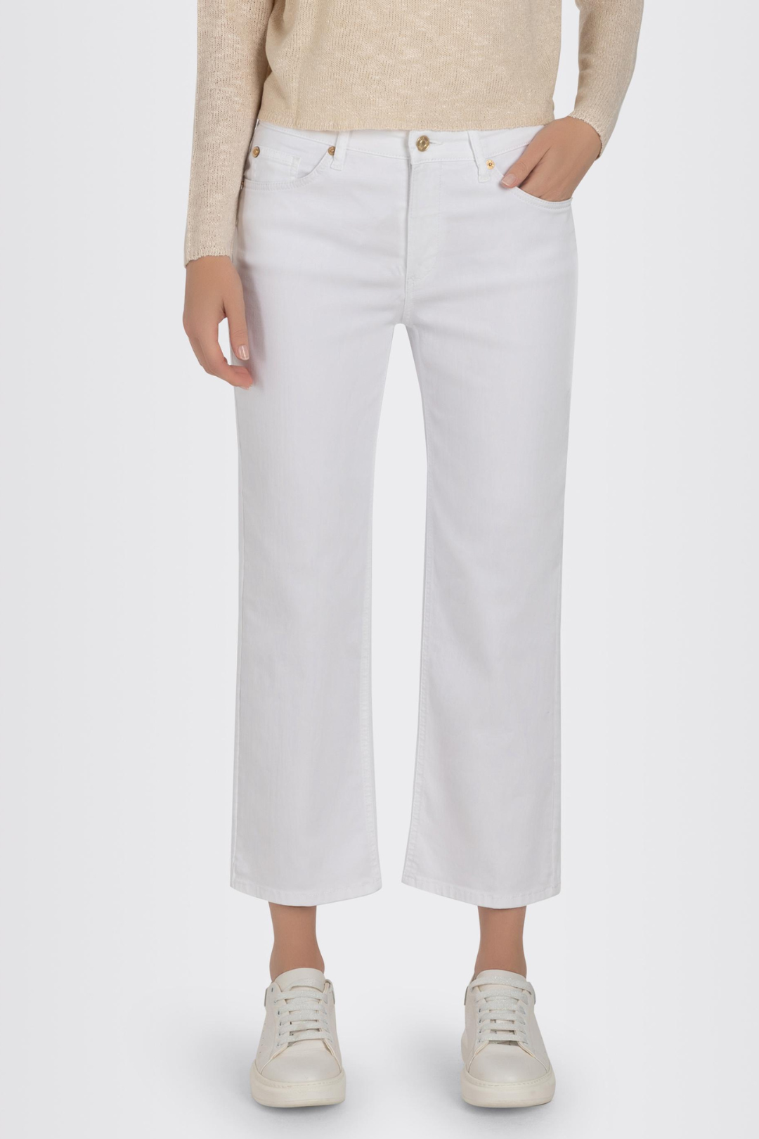Mac Ladies Comfortable Waist White Denim Culotte