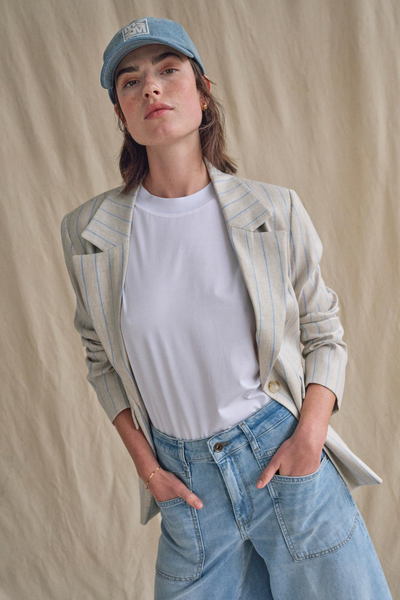 Mos Mosh Ladies Long Sleeves Nancy Miriam Cement Stripe Blazer