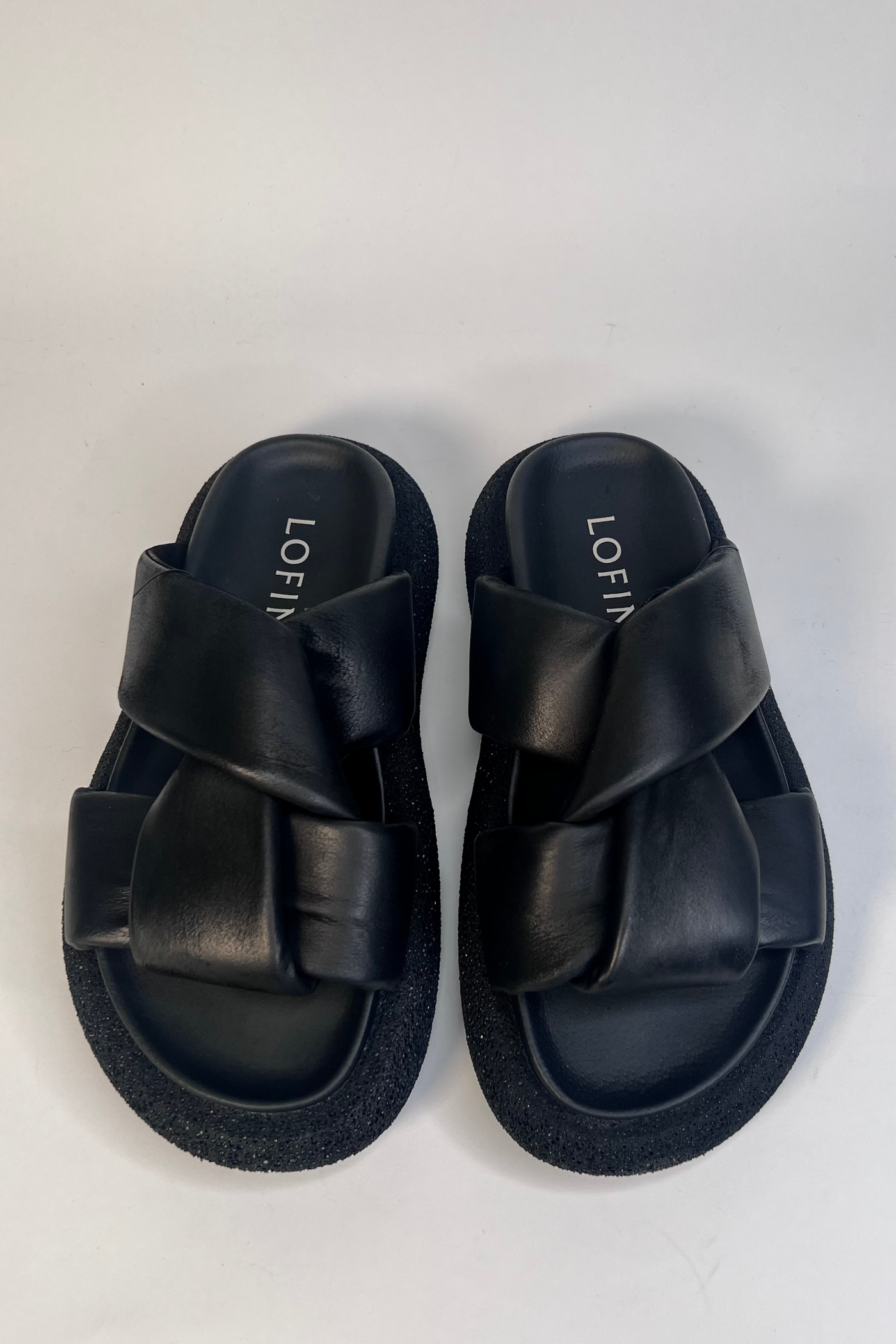 Lofina Ladies Simple and Super Elegant Gasoline Nero Twist Sandals