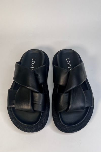 Lofina Ladies Simple and Super Elegant Gasoline Nero Twist Sandals