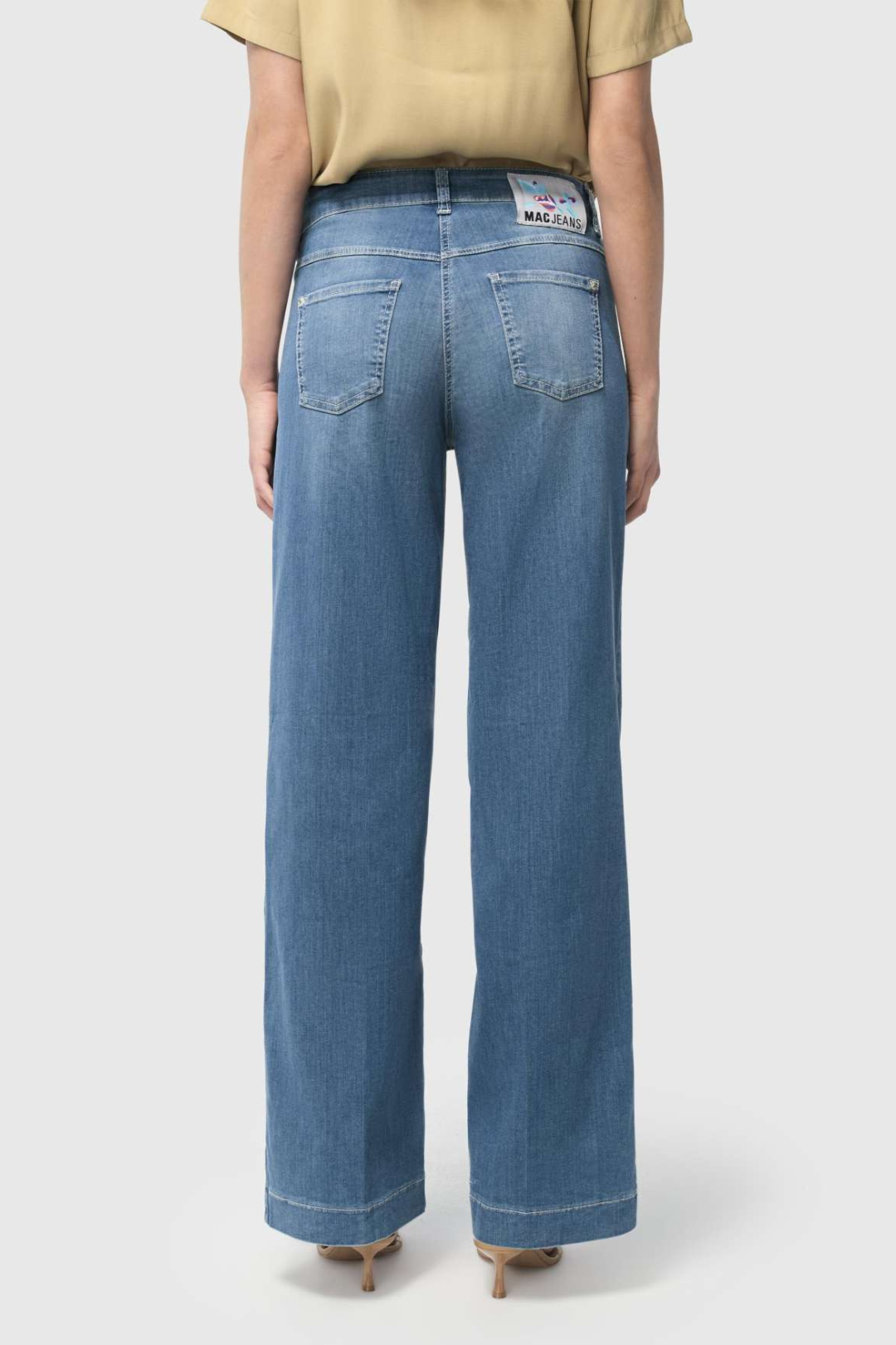 Mac Ladies Comfortable Waist Dream Wide Summer Mid Blue Jeans