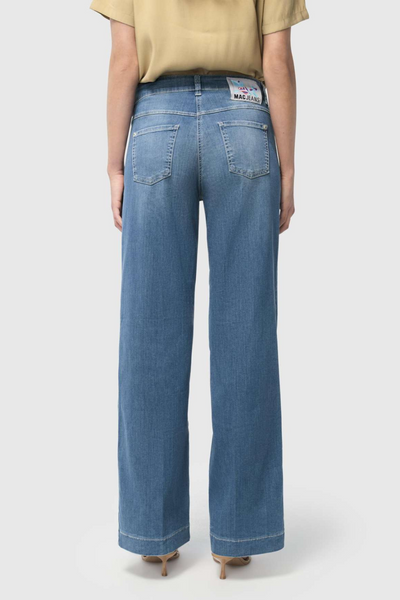 Mac Ladies Comfortable Waist Dream Wide Summer Mid Blue Jeans