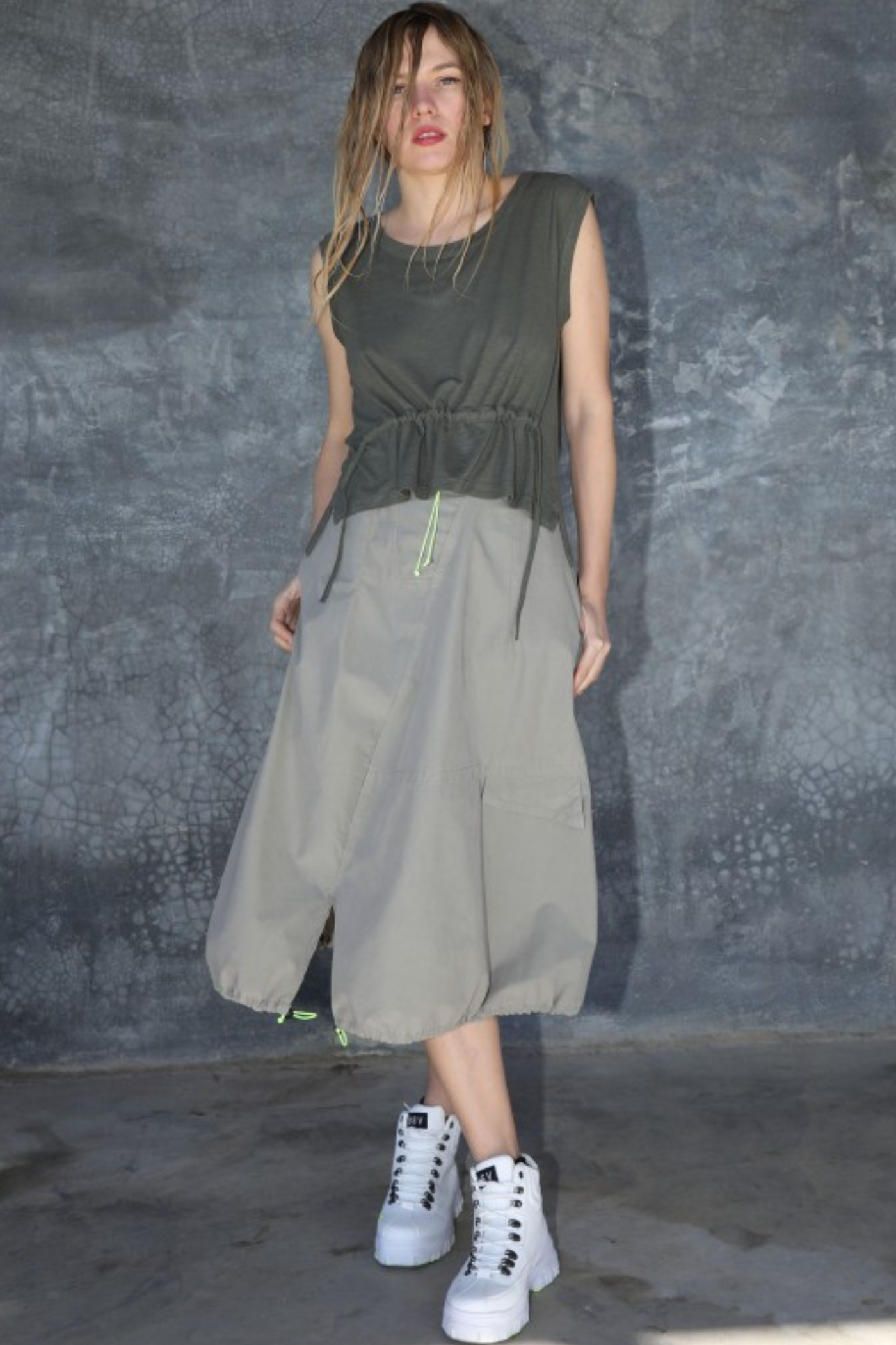 Lurdes Ladies Zip Closure at Back Bergada Toasted A-line Skirt