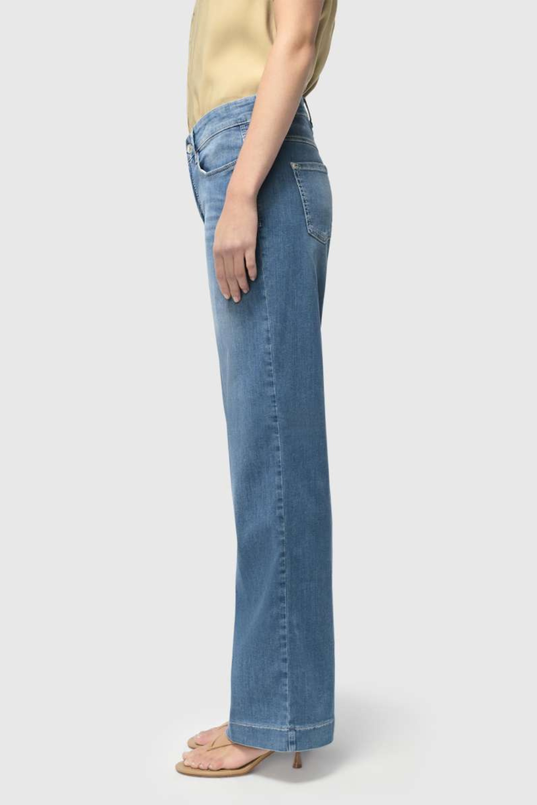 Mac Ladies Comfortable Waist Dream Wide Summer Mid Blue Jeans