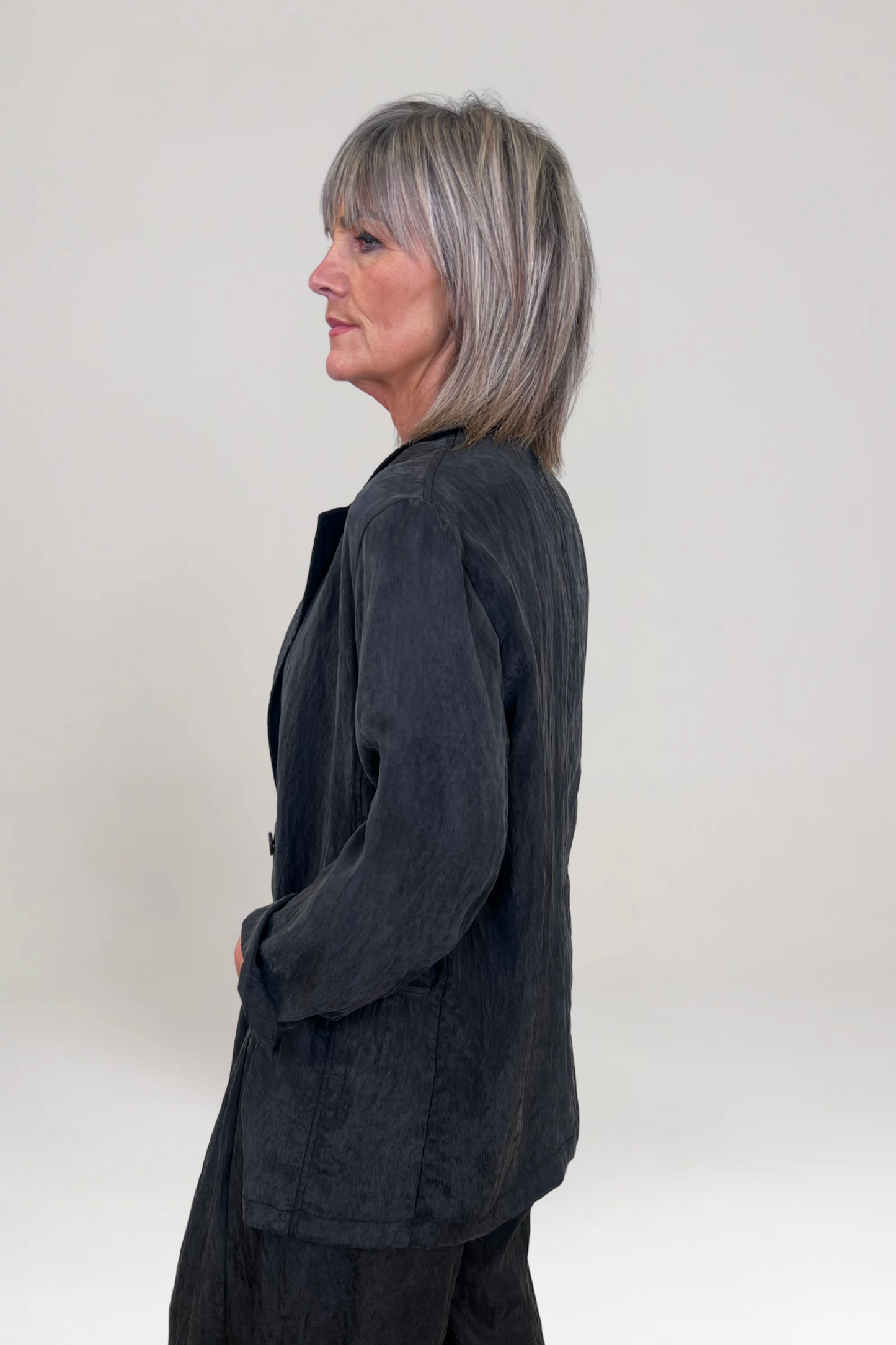 el2 Ladies Washed Black Blazer Style Jacket