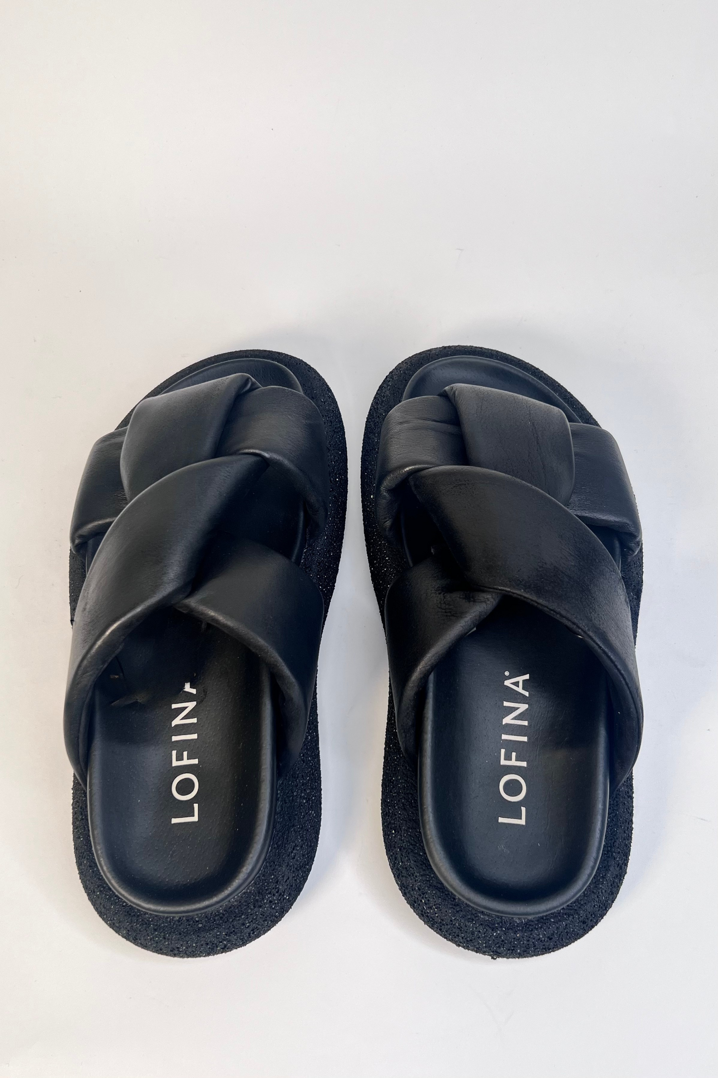 Lofina Ladies Simple and Super Elegant Gasoline Nero Twist Sandals