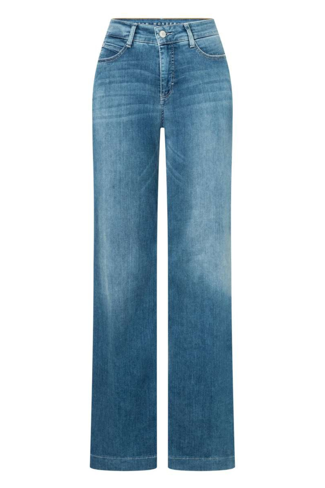 Mac Ladies Comfortable Waist Dream Wide Summer Mid Blue Jeans