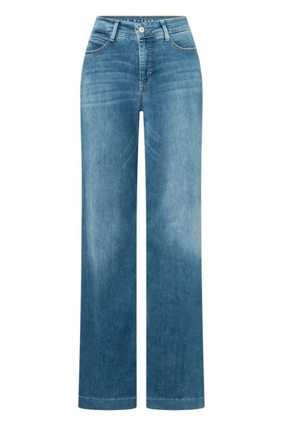Mac Ladies Comfortable Waist Dream Wide Summer Mid Blue Jeans