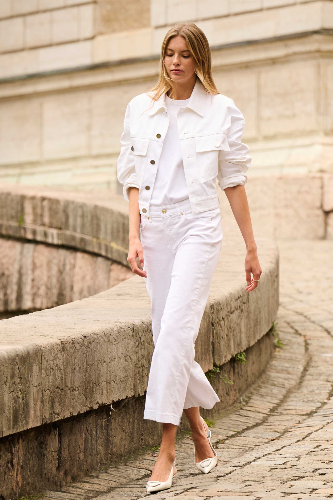 Mac Ladies Comfortable Waist White Denim Culotte