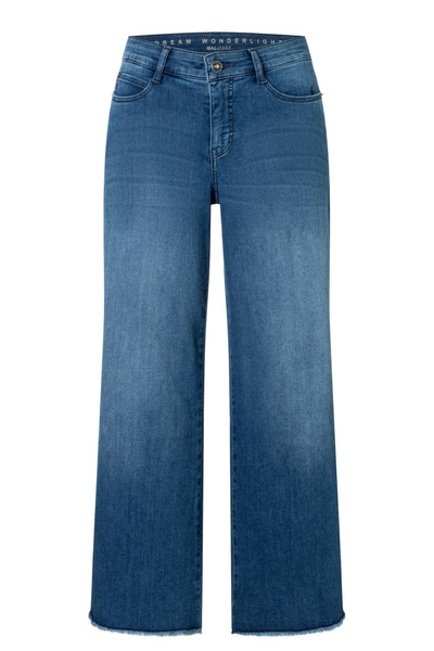 Mac Ladies Comfortable Waist Dream Wide Cropped Storm Blue Jeans