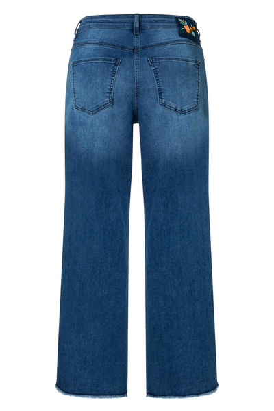 Mac Ladies Comfortable Waist Dream Wide Cropped Storm Blue Jeans
