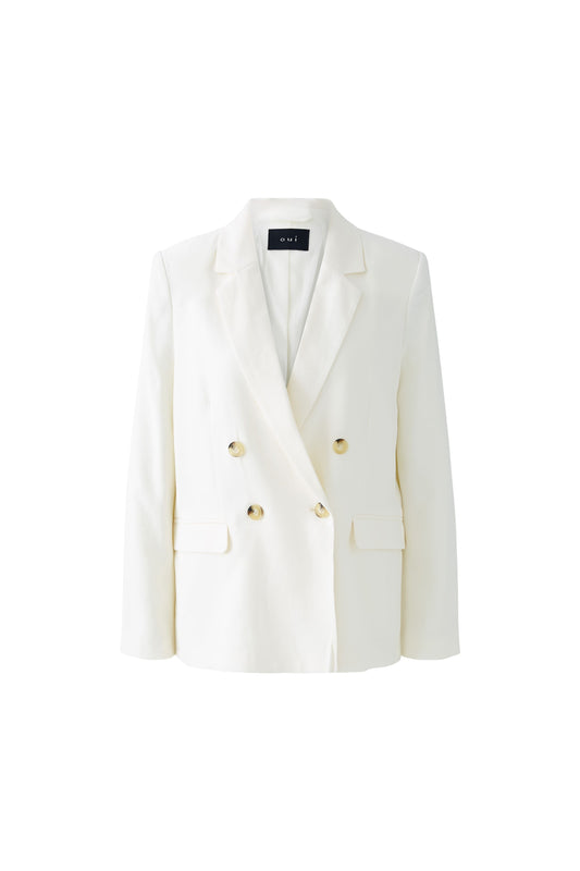 Oui Ladies Casual Cut Regular Length Champagne Double Breasted Blazer
