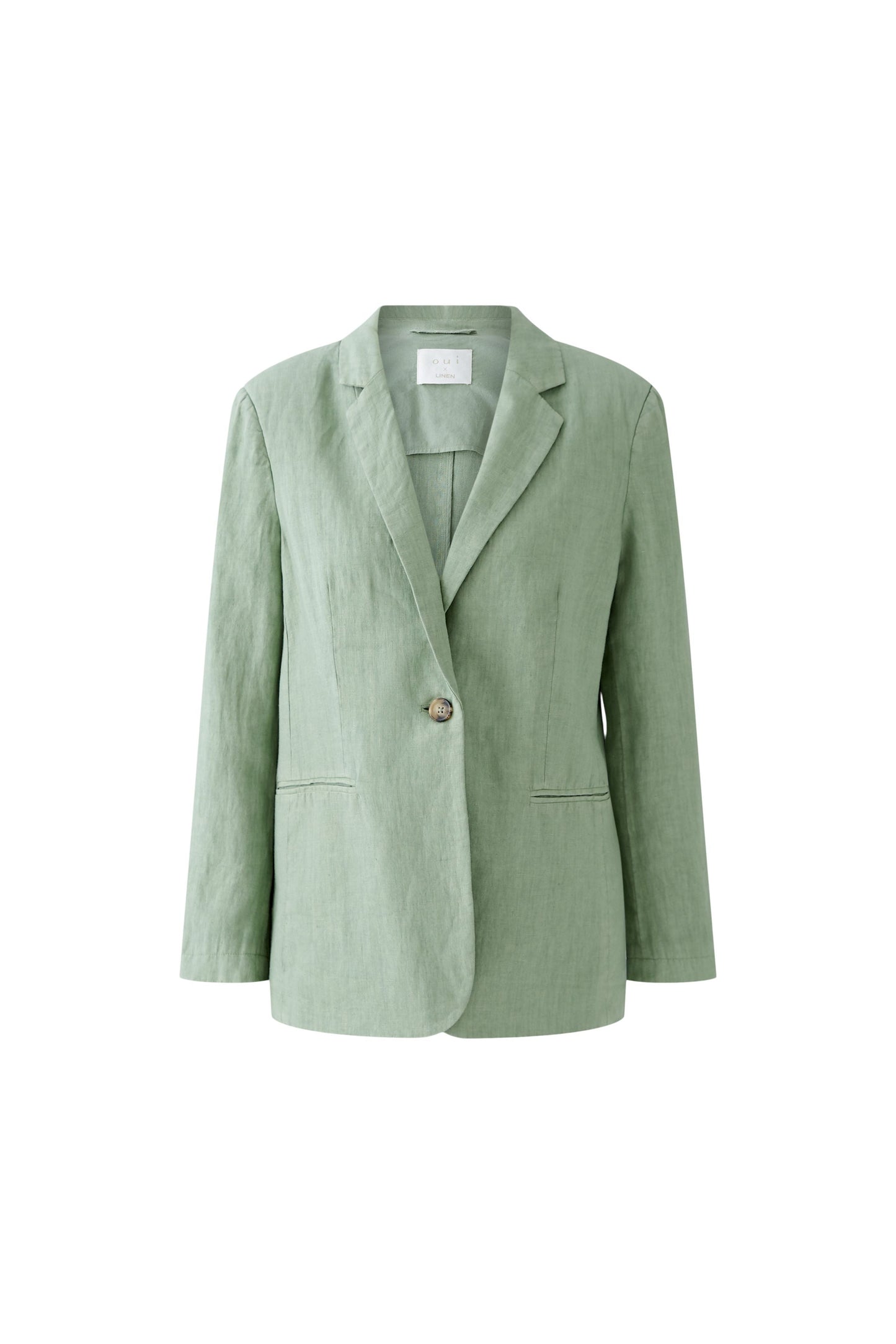 Oui Ladies Two Piped Pockets Sage Green Blazer