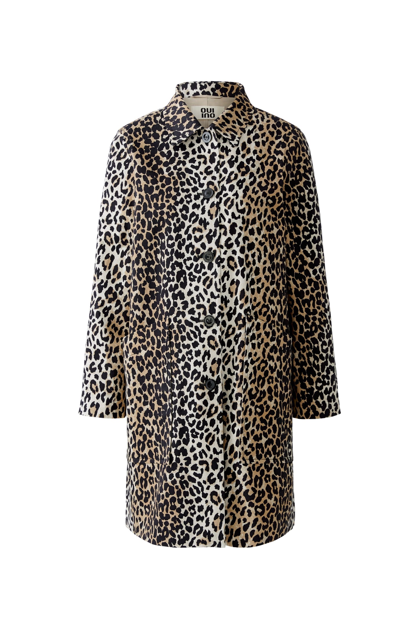 Oui Ladies Pure Cotton with a Satin Finish Camel/Black Leo Short Coat