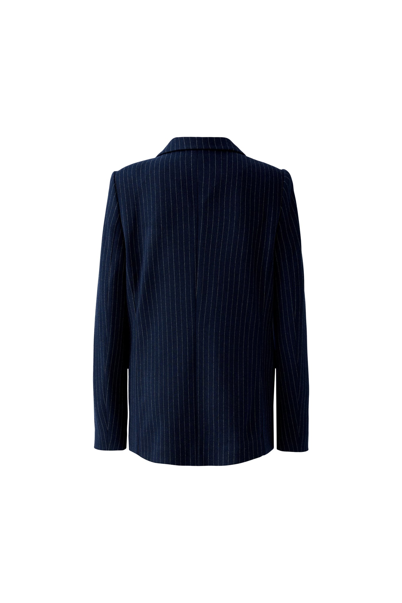 Oui Ladies Flap Pockets Dark Blue/Camel Pinstripe Blazer
