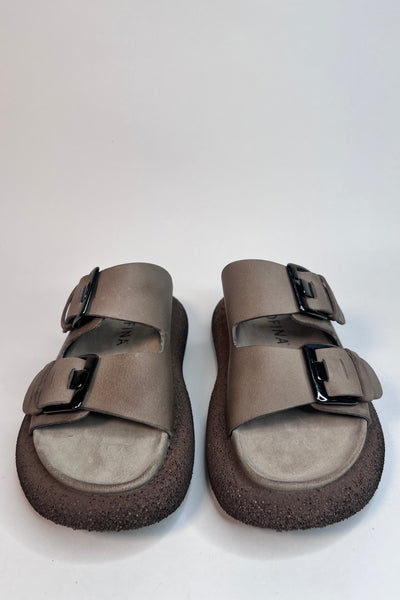 Lofina Ladies  Two Adjustable Buckles Gasoline Malto Buckle Sandals