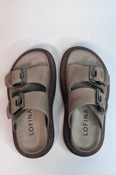 Lofina Ladies  Two Adjustable Buckles Gasoline Malto Buckle Sandals