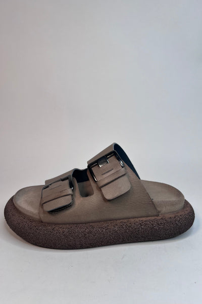 Lofina Ladies  Two Adjustable Buckles Gasoline Malto Buckle Sandals