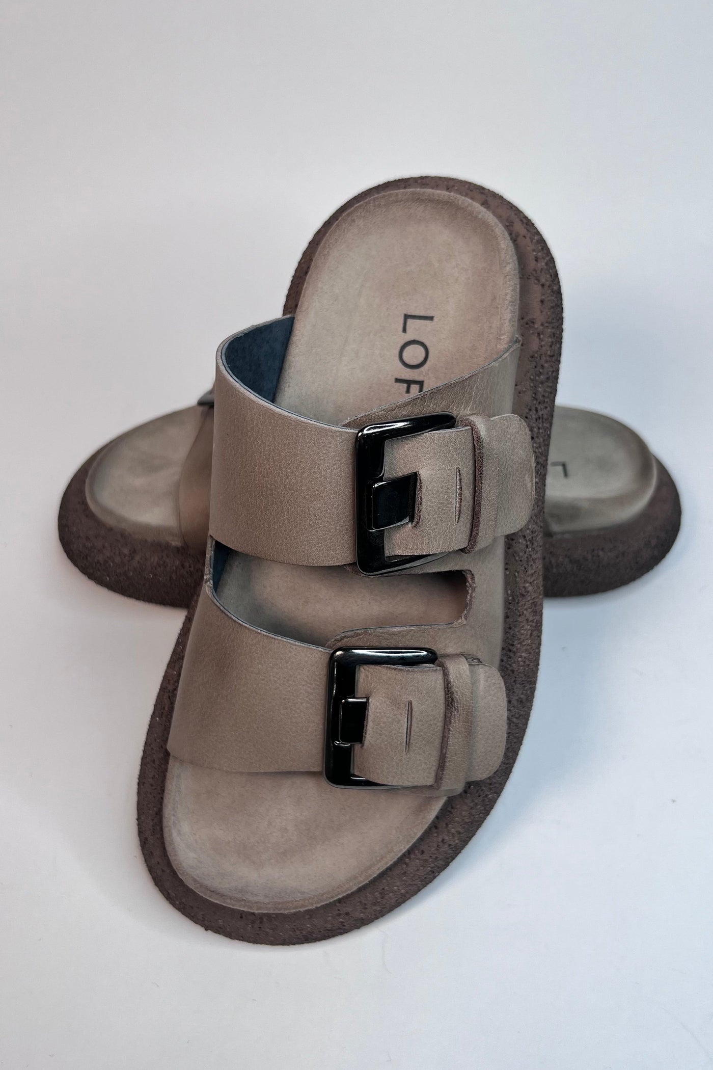 Lofina Ladies  Two Adjustable Buckles Gasoline Malto Buckle Sandals