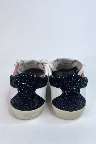 4B12 Ladies Flat Rubber Sole Suprime White/Black/Silver Trainers