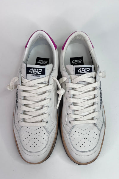 4B12 Ladies Playnew White/Pin Front Lace-up fastening Trainers