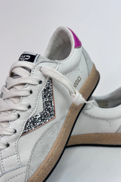 4B12 Ladies Playnew White/Pin Front Lace-up fastening Trainers