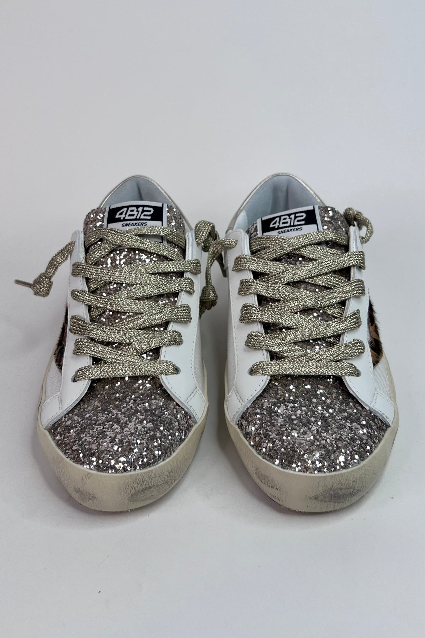 4B12 Ladies Flat Rubber Sole Suprime White/Beige Trainers