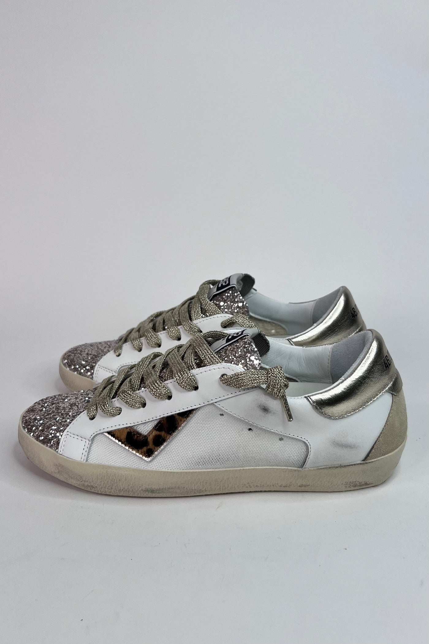4B12 Ladies Flat Rubber Sole Suprime White/Beige Trainers
