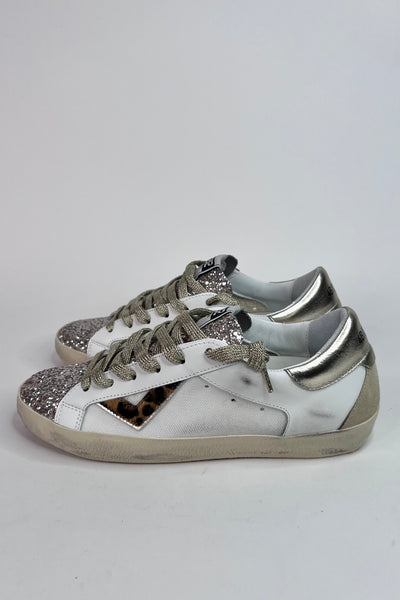 4B12 Ladies Flat Rubber Sole Suprime White/Beige Trainers