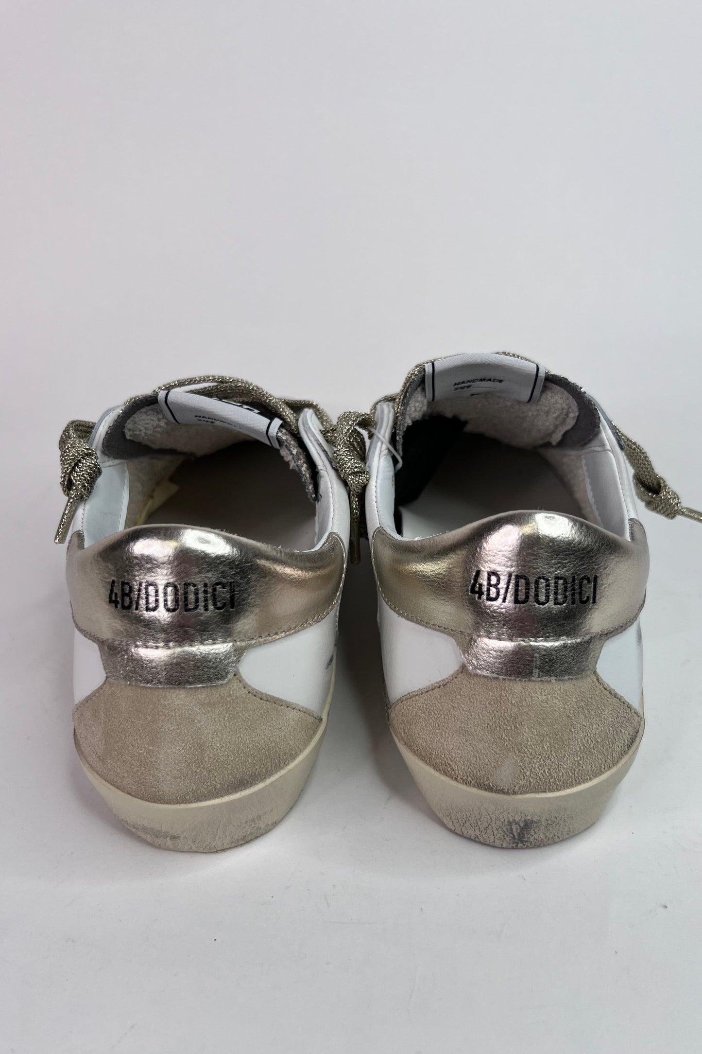 4B12 Ladies Flat Rubber Sole Suprime White/Beige Trainers
