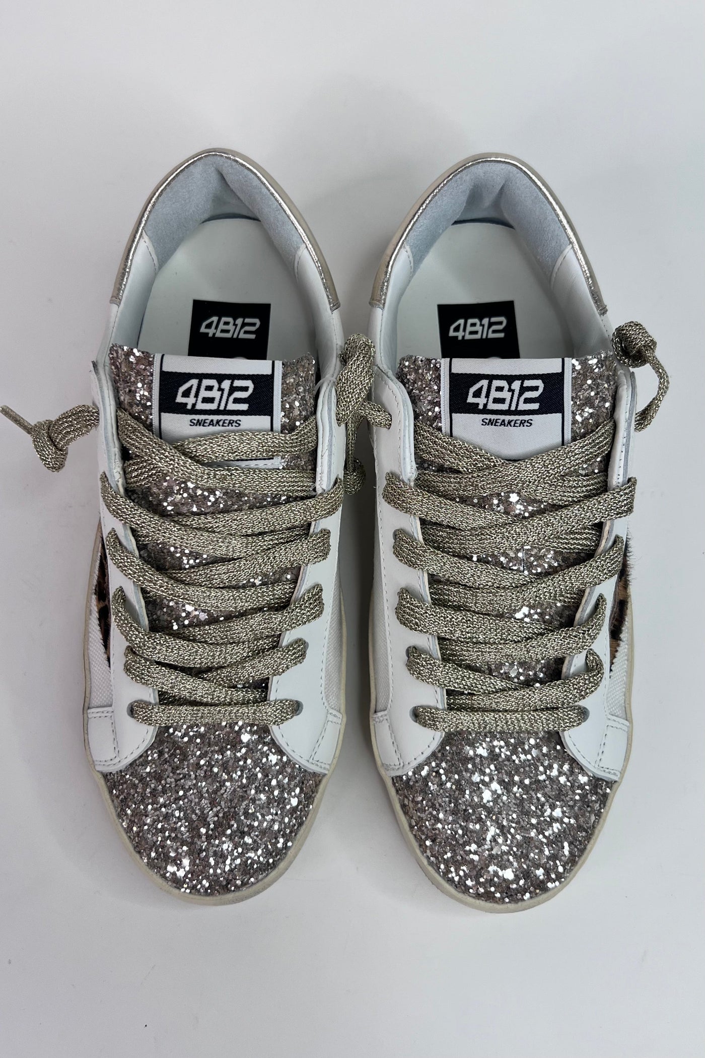 4B12 Ladies Flat Rubber Sole Suprime White/Beige Trainers