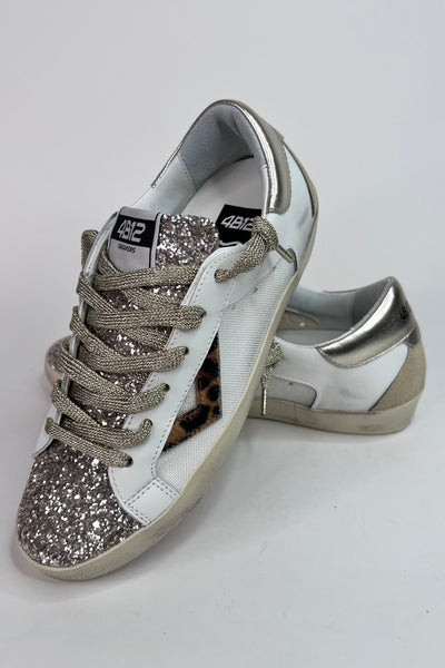 4B12 Ladies Flat Rubber Sole Suprime White/Beige Trainers