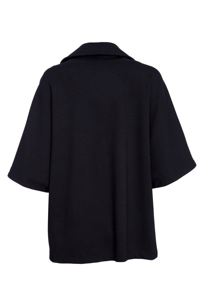 Naya Ladies Vertical Ribbed Knit Panels Black Double Breasted Knit Panel Jacket