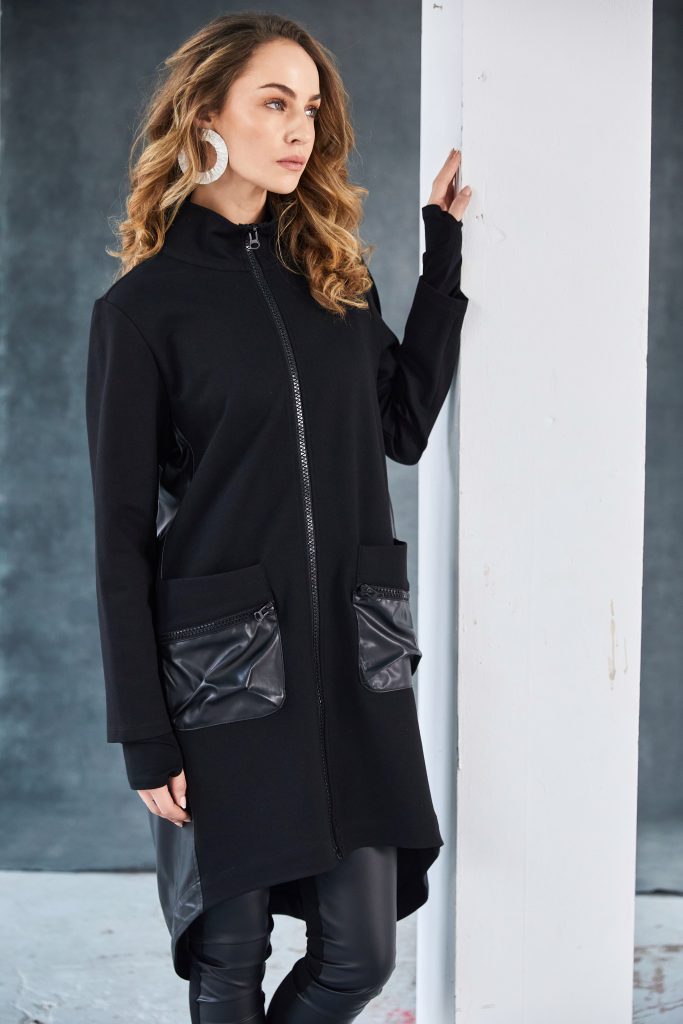 Naya Ladies Leather Side Panels and Pocket Detai Pocket Jacket
