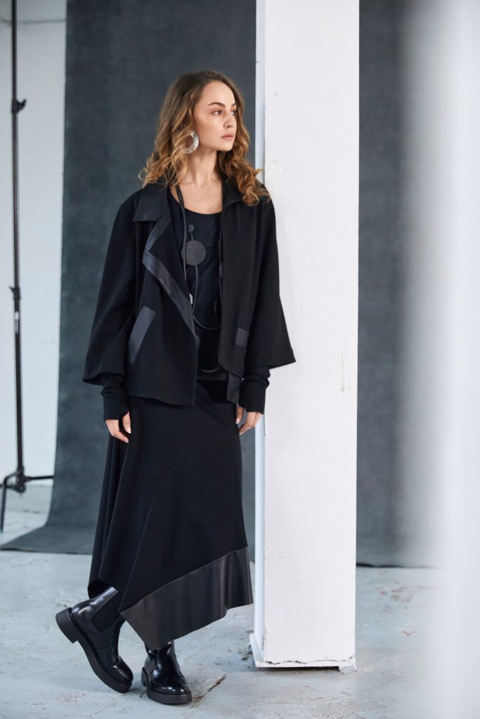 Naya Ladies Black Angled Hem Classic Skirt