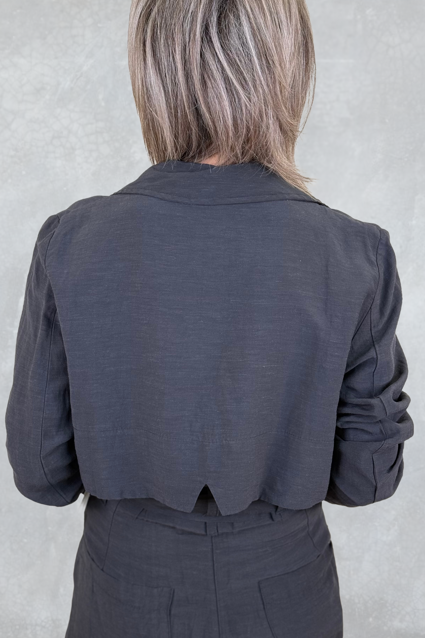 Lurdes Bergada Ladies Double Breasted Black Cropped Jacket