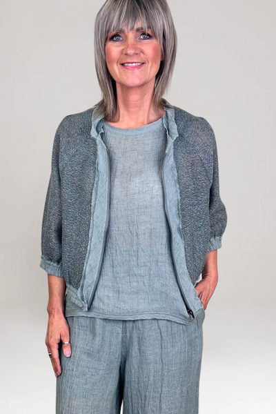 el2 Ladies Stand Up Collar Soft Green Jacket