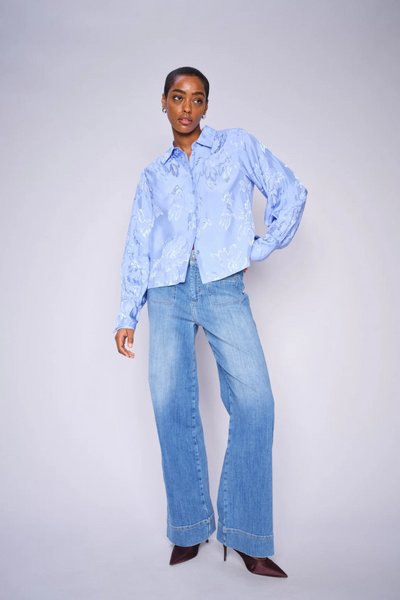 Mos Mosh Ladies Wide-Leg Fit Soey Grendel Blue Jeans